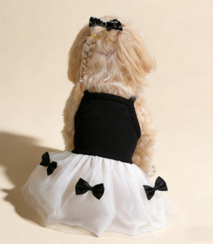 Cute Pet Dress Tulle Strap Bow Design