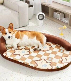 Cooling Pet Bed with Soft Tall Pillow