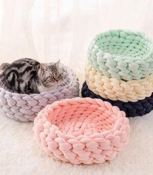 Chunky Handwoven Pet Bed, Machine Washable Cotton